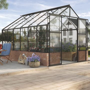 Växthus På Mur Vitavia Cassandra 9,9 kvm med Toppdekor Svart