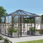 Växthus Vitavia Fortuna Svart Aluminiumstomme med UV-Skyddade Polykarbonatfönster & Härdat Glas, 10,2 m²