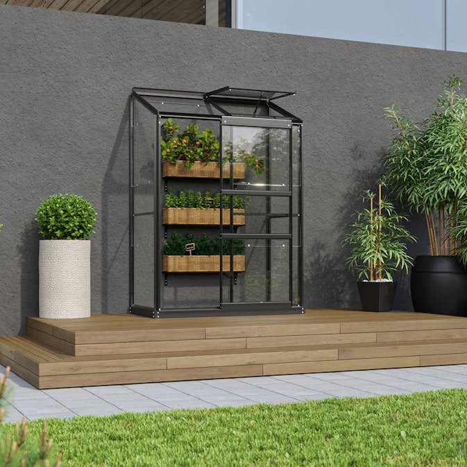Litet Växthus Vitavia Ida 900 med Sockel och Delat Glas