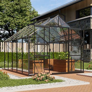 Växthus Vitavia Mars 8300 3mm Härdat Glas Svart Med Sockel