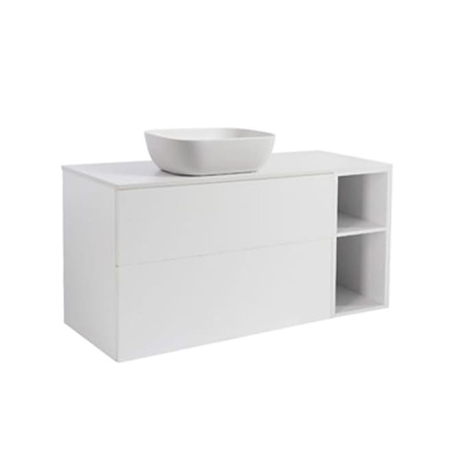 Tvättställsskåp Alterna Isella med Öppen Förvaring, Bänkskiva och Ovanpåliggande Tvättställ