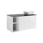 Tvättställsskåp Alterna Isella med Öppen Förvaring, Tvättkorg, Bänkskiva och Ovanpåliggande Tvättställ