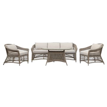 Loungegrupp Baltic Garden Camilla 3-sits soffa med 2 st fåtöljer och soffbord inkl Dynor