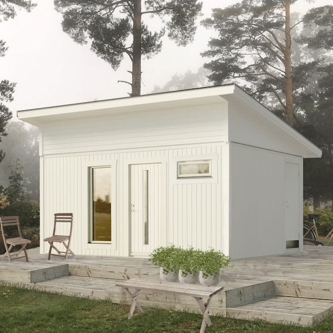 Attefallshus Vibostugan Njuta Funkis 20-2 19,6 m² Trähus