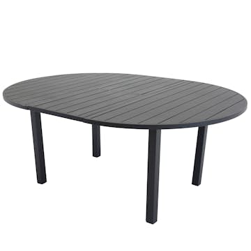 Utebord Venture Home Marbella Förlängningsbart Aluminiumbord, Ovalt Ø 140 cm Svart