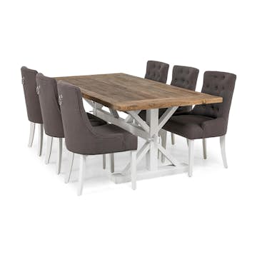 Matgrupp In Living Lyon Natur/Vit 200x100 cm med 6 st Viktoria Stolar