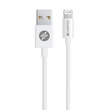 USB-A Champion till Lightning Kabel 1m Vit