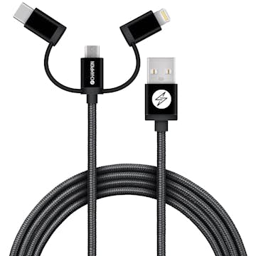 USB-A Champion till Lightning, USB-C och Micro-USB 1,5m Svart
