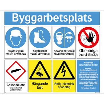 Skylt Systemtext Byggarbetsplats 780x625 mm Aluminium