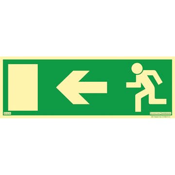 Skylt Systemtext Utrymning Pil Vänster Aluminium Supernova