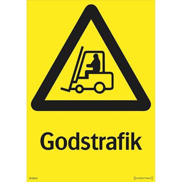 Skylt Systemtext Godstrafik 210x297 mm Plast