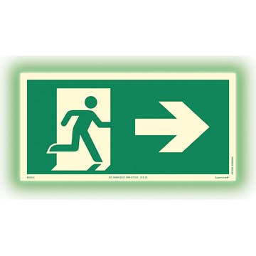 Skylt Systemtext Utrymning Pil Höger Aluminium Supernova+