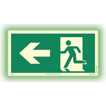 Skylt Systemtext Utrymning Pil Vänster Aluminium Supernova+