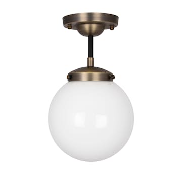 Taklampa Globen Lighting Alley IP44 Antikmässing/Vit