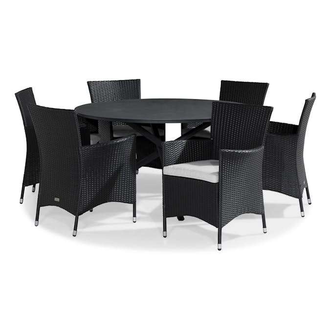 Matgrupp Utomhus Comfort Garden Alex Rund 140 med 6 Utefåtölj Thor