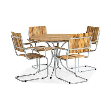 Matgrupp Utomhus Comfort Garden Arild 110 Rund med 4 Trädgårdsstolar