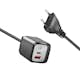 USB-laddare LogiLink 1xUSB-A + 1xUSB-C Med Fast Kabel 1,5m GaN 30W
