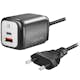 USB-laddare LogiLink 1xUSB-A + 1xUSB-C Med Fast Kabel 1,5m GaN 30W