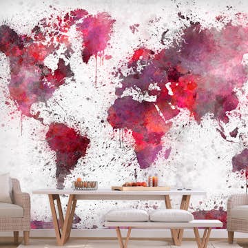 Fototapet Arkiio World Map Red Watercolors 450x315 cm
