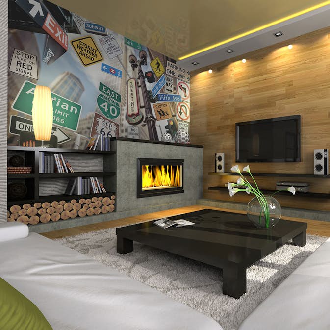 Fototapet Arkiio Nyc Tecken På En Färgad Bakgrund