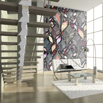 Fototapet Arkiio Höstlöv På Svart Bakgrund