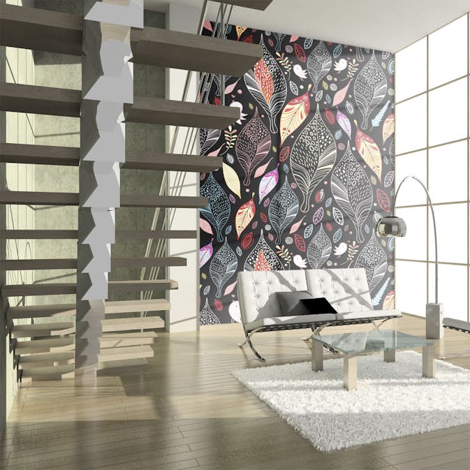 Fototapet Arkiio Höstlöv På Svart Bakgrund