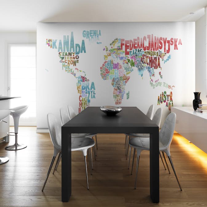 Fototapet Arkiio Karta Världen Polsk