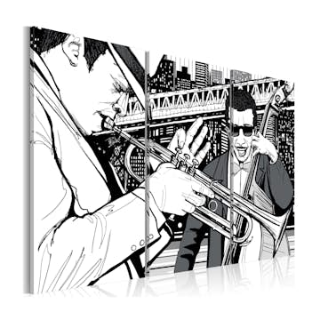 Tavla Arkiio Jazzkonsert På Bakgrunden Av New York Skyskrapor