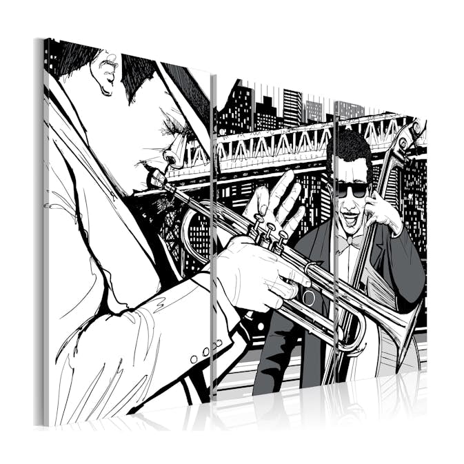 Tavla Arkiio Jazzkonsert På Bakgrunden Av New York Skyskrapor