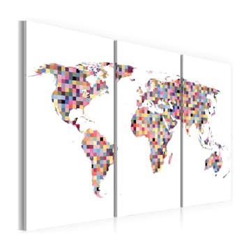 Tavla Arkiio Karta Över Världen Pixels Triptych