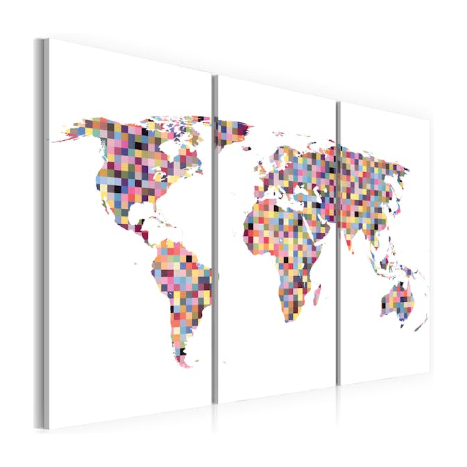 Tavla Arkiio Karta Över Världen Pixels Triptych