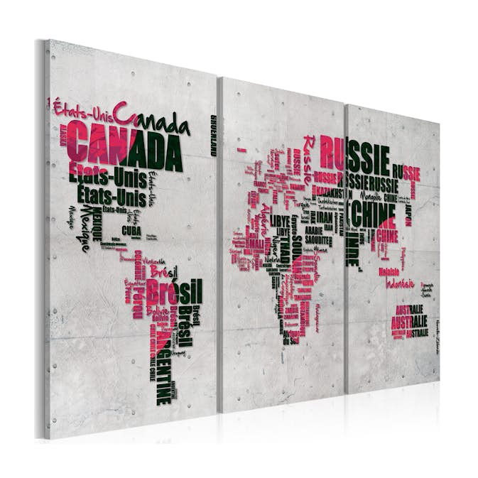 Tavla Arkiio Karta Över Världen Franska Triptych