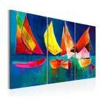 Handmålad Tavla Arkiio Färgfulla Segelbåtar 120x80