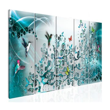 Tavla Arkiio Hummingbirds Dance 5 delar Turkos