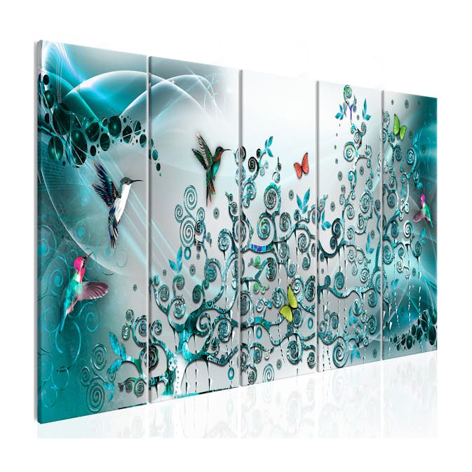 Tavla Arkiio Hummingbirds Dance 5 delar Turkos