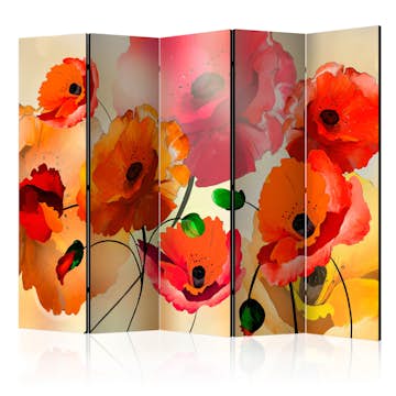 Rumsavdelare Arkiio Velvet Poppies II Grön/Röd/Orange 225x172 cm