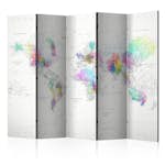 Rumsavdelare Arkiio White-Colorful World Map 225x172 cm