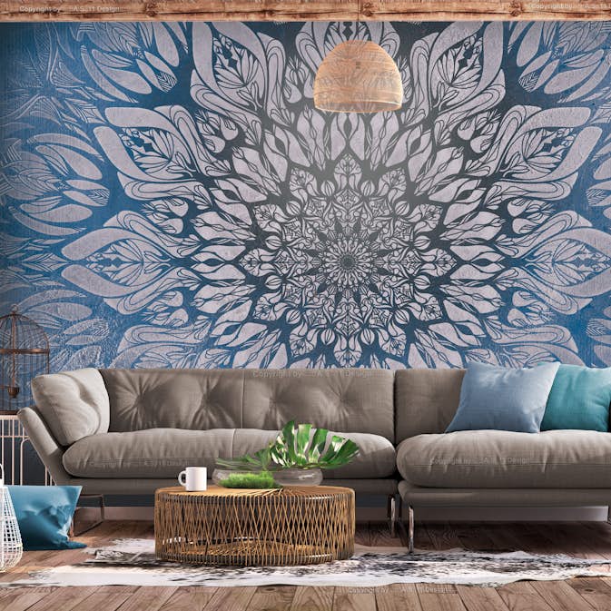 Fototapet Arkiio Självhäftande Spider Web Blue