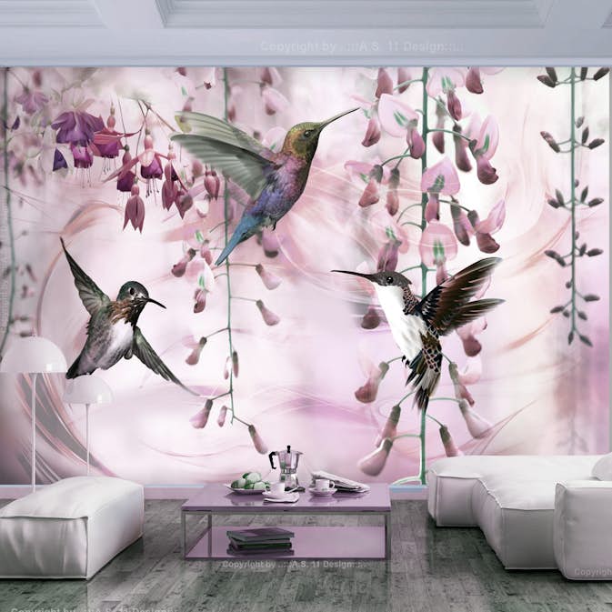 Fototapet Arkiio Flying Hummingbirds Pink