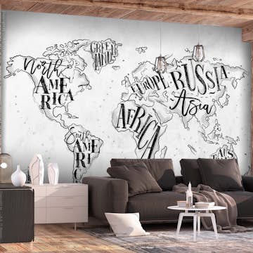 Fototapet Arkiio Självhäftande Retro Continents Grey