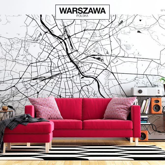 Fototapet Arkiio Självhäftande Warsaw Map