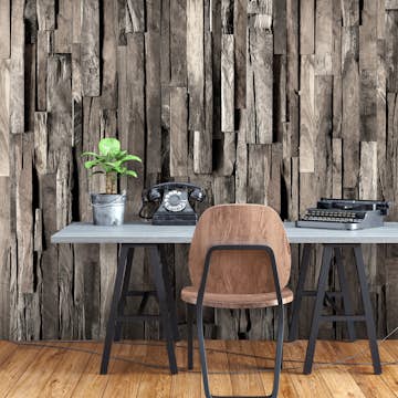 Fototapet Arkiio Självhäftande Wooden Curtain Dark Brown