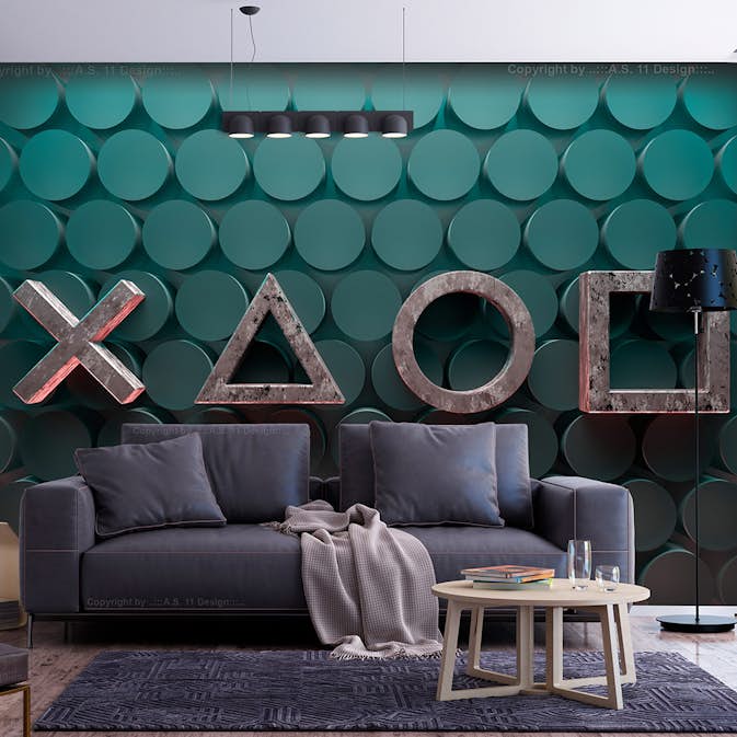 Fototapet Arkiio Symbols in Green Självhäftande