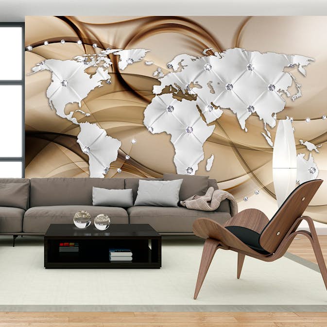 Fototapet Arkiio World Map White & Diamonds