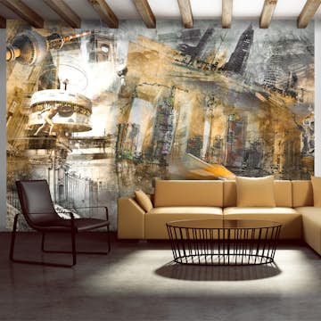 Fototapet Arkiio Berlin Kollage Orange