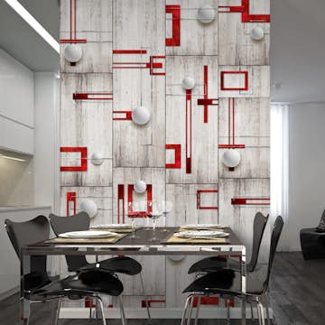 Fototapet Arkiio Concrete, red frames and white knobs 50x1000 cm