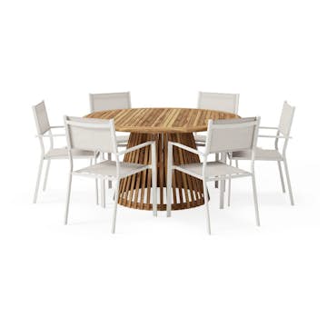 Matgrupp Comfort Garden Lakenview Matbord Rund 150 med 6 Las Vegas Karmstolar