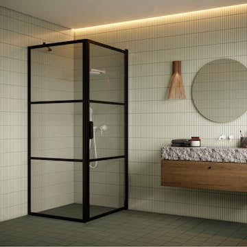 Duschhörn Hietakari Bläk 760 Tokyo Fast Vägg och Vändbar Dörr