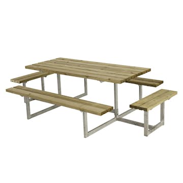 Picknickbord PLUS Basic med Extra Sittplatser Tryckimpregnerat Trä Utomhus