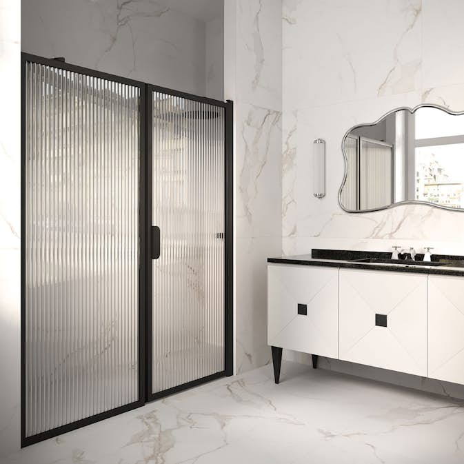 Duschdörr Hietakari Bläk 740 New York Nisch Fast Vägg och Vändbar Dörr